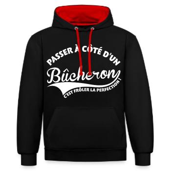 Bûcheron Perfection - Sweat à capuche contrasté - noir/rouge - Devant - Anna (173cm) & Nico (186cm)