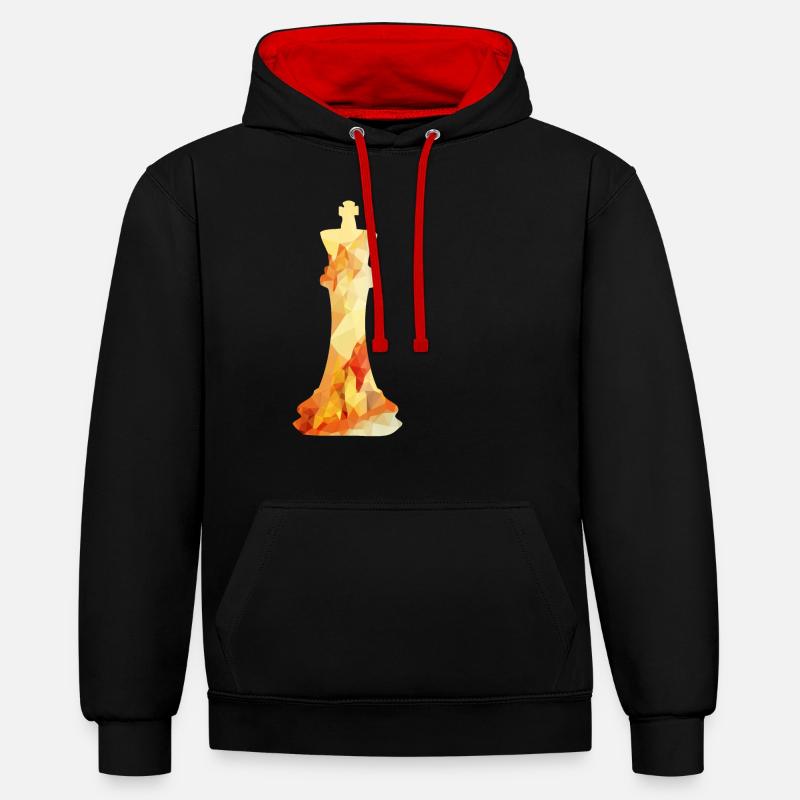 Échecs - Sweat à capuche contrasté - noir/rouge