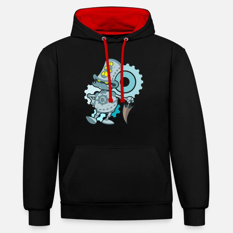 Robotter - Sweat à capuche contrasté - noir/rouge