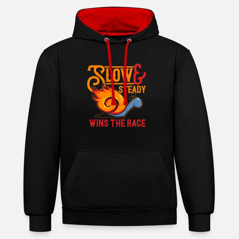 Course d’escargot - Sweat à capuche contrasté - noir/rouge