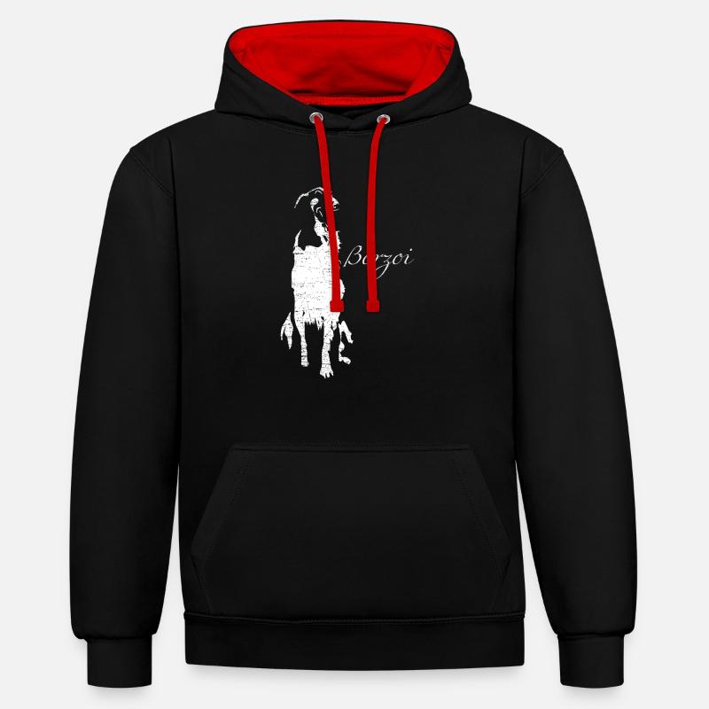 Borzoi - Sweat à capuche contrasté - noir/rouge