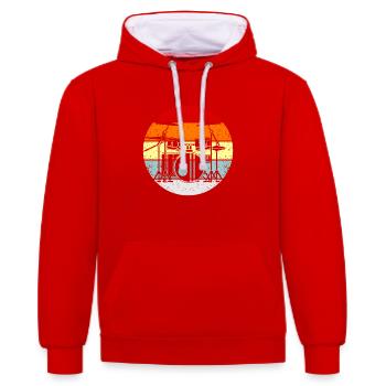 Drums - Contrast hoodie - red/white - Front - Liana (172cm) & Jaron (178cm)