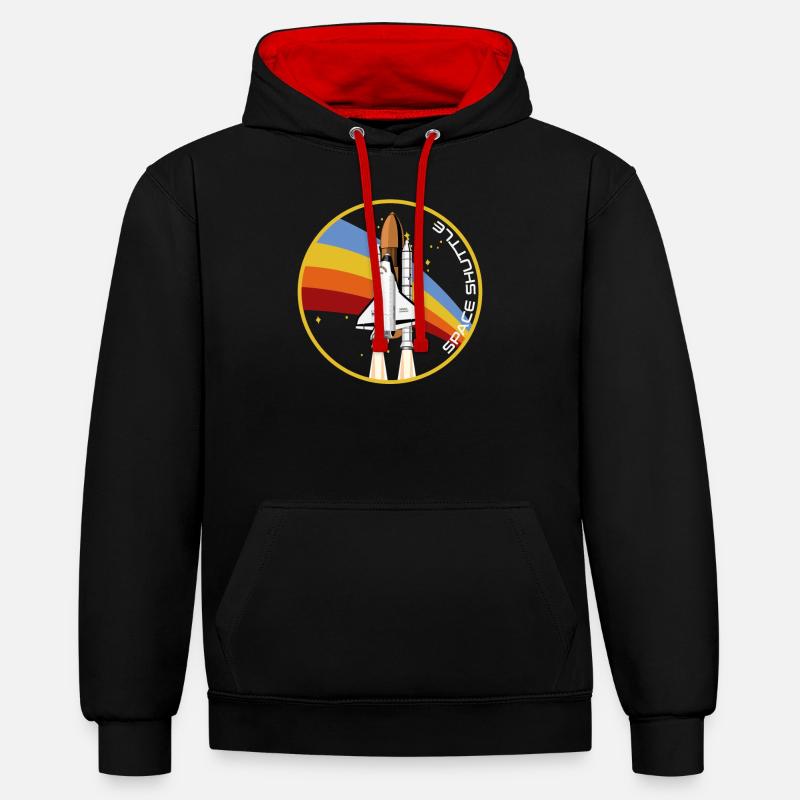 Space Shuttle Start Rakete - Kontrast-Hoodie - Schwarz/Rot