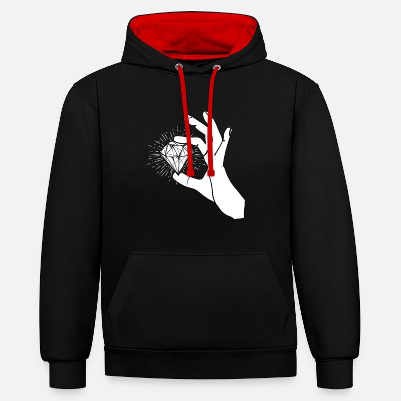 Diamants d'orfèvre - Sweat à capuche contrasté - noir/rouge