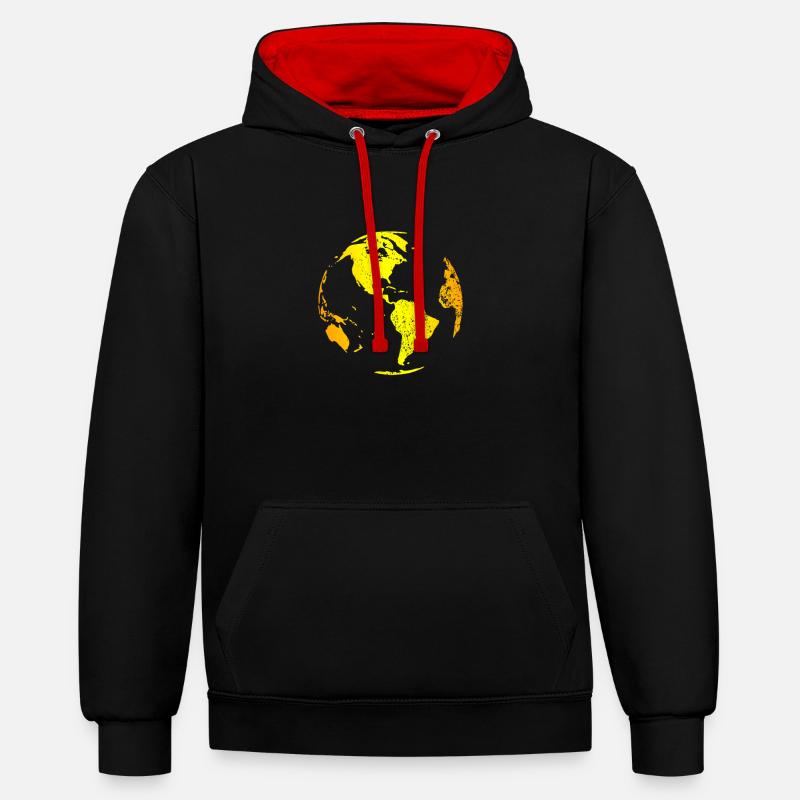 Globus Carte du monde - Sweat à capuche contrasté - noir/rouge