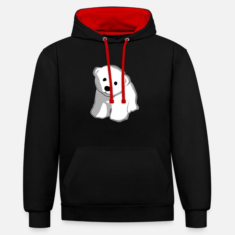 Ours mignon animal - Sweat à capuche contrasté - noir/rouge