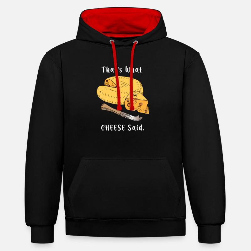 Fromage Cheddar Pun Pun - Sweat à capuche contrasté - noir/rouge