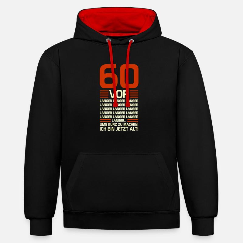 60e anniversaire - Sweat à capuche contrasté - noir/rouge