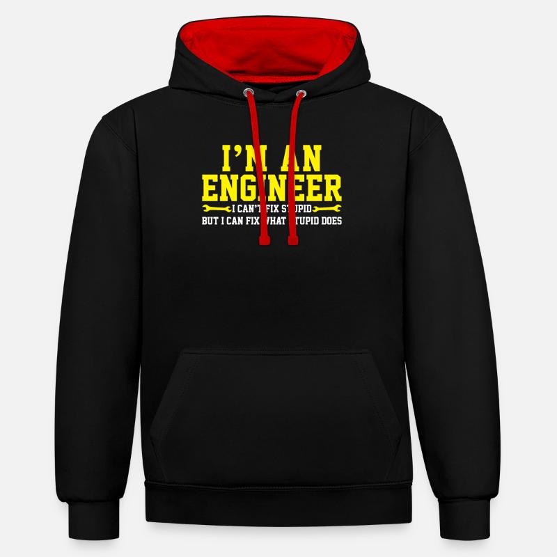 Engineer engineering - Contrast hoodie - black/red