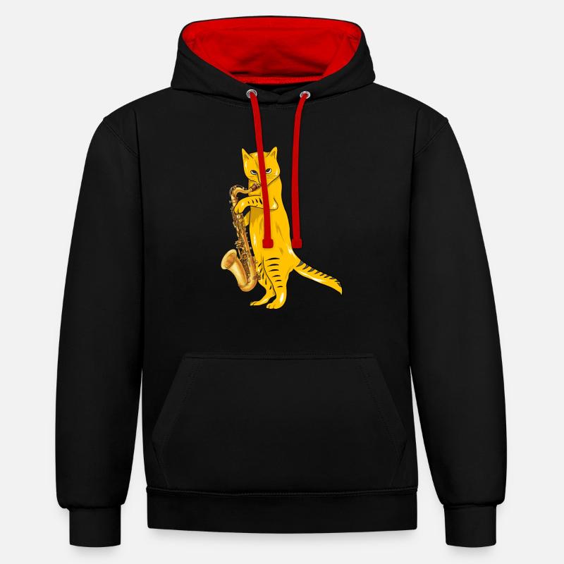 saxophone - Sweat à capuche contrasté - noir/rouge