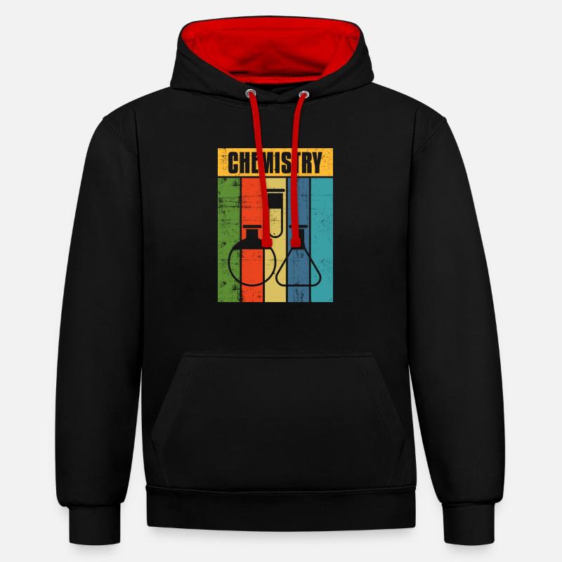 chimie - Sweat à capuche contrasté - noir/rouge