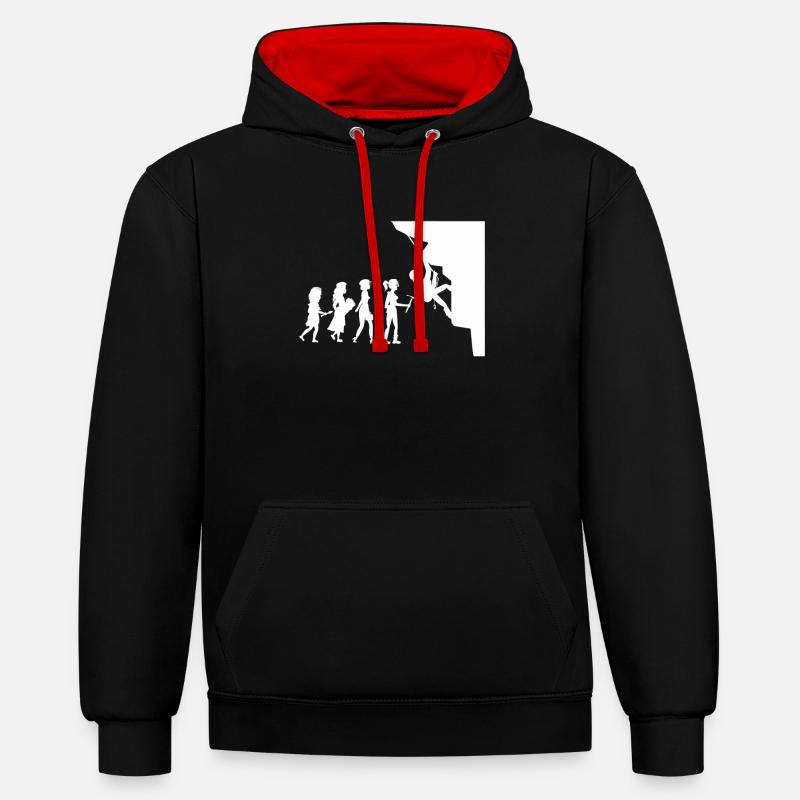 Grimpeur évolution mur d'escalade - Sweat à capuche contrasté - noir/rouge