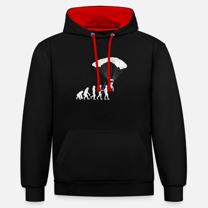 Evolution du parapente - Sweat à capuche contrasté - noir/rouge