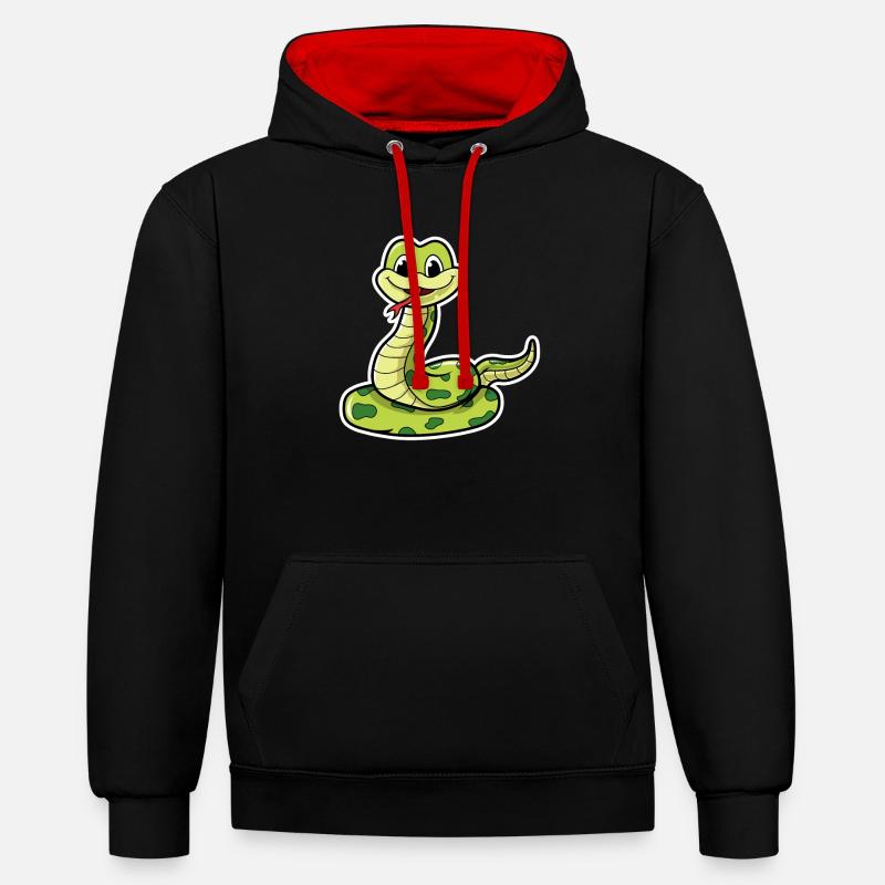Serpent doux - Sweat à capuche contrasté - noir/rouge