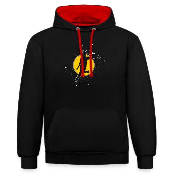 Frauenfußball - Kontrast-Hoodie - Schwarz/Rot - Vorne - Anna (173cm) & Nico (186cm)