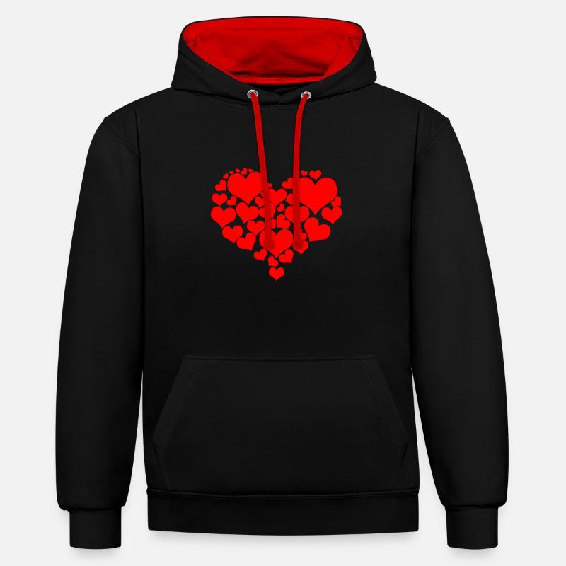 Carnaval du coeur - Sweat à capuche contrasté - noir/rouge
