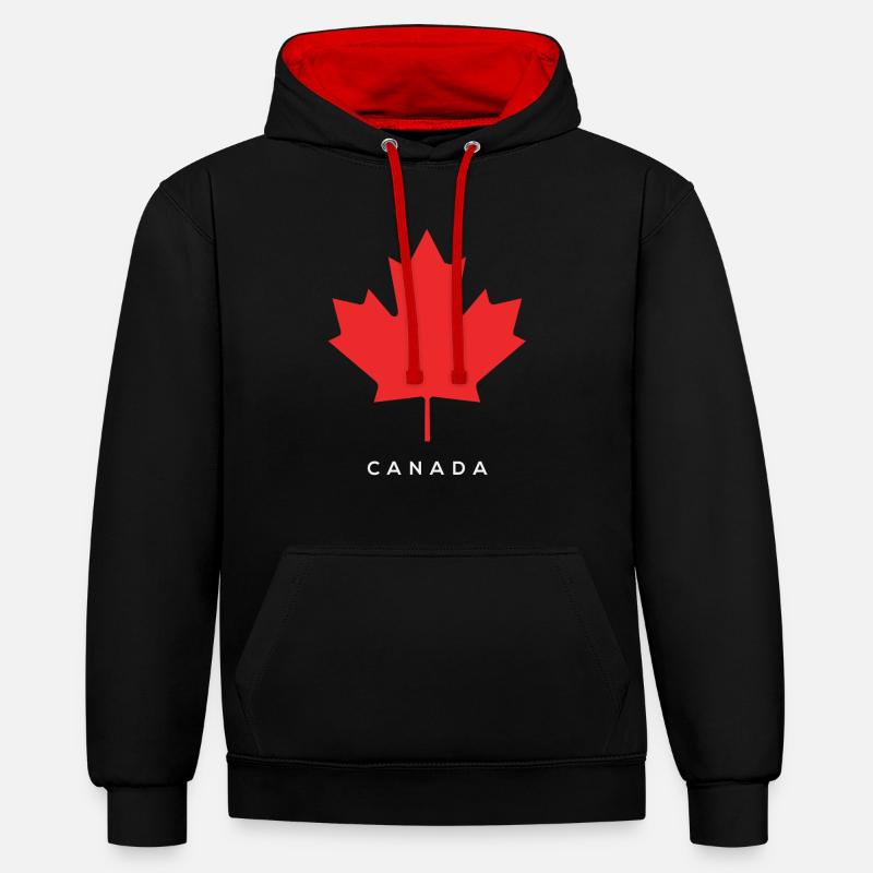 Amant du Canada - Sweat à capuche contrasté - noir/rouge