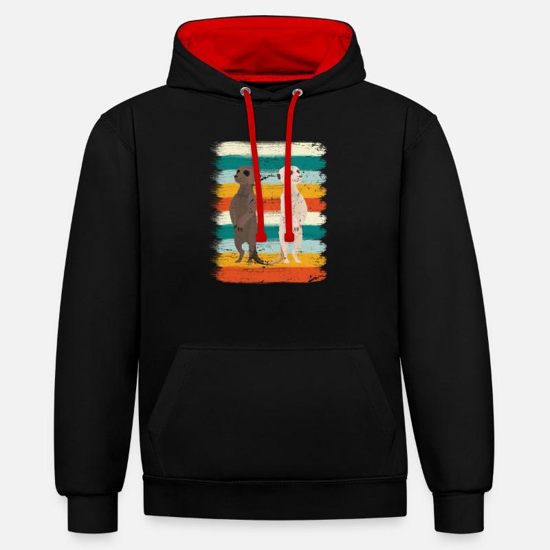 Suricate rétro - Sweat à capuche contrasté - noir/rouge
