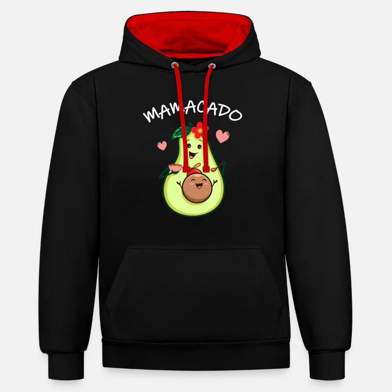 Mama Avocado Sweet relation mère-enfant - Sweat à capuche contrasté - noir/rouge