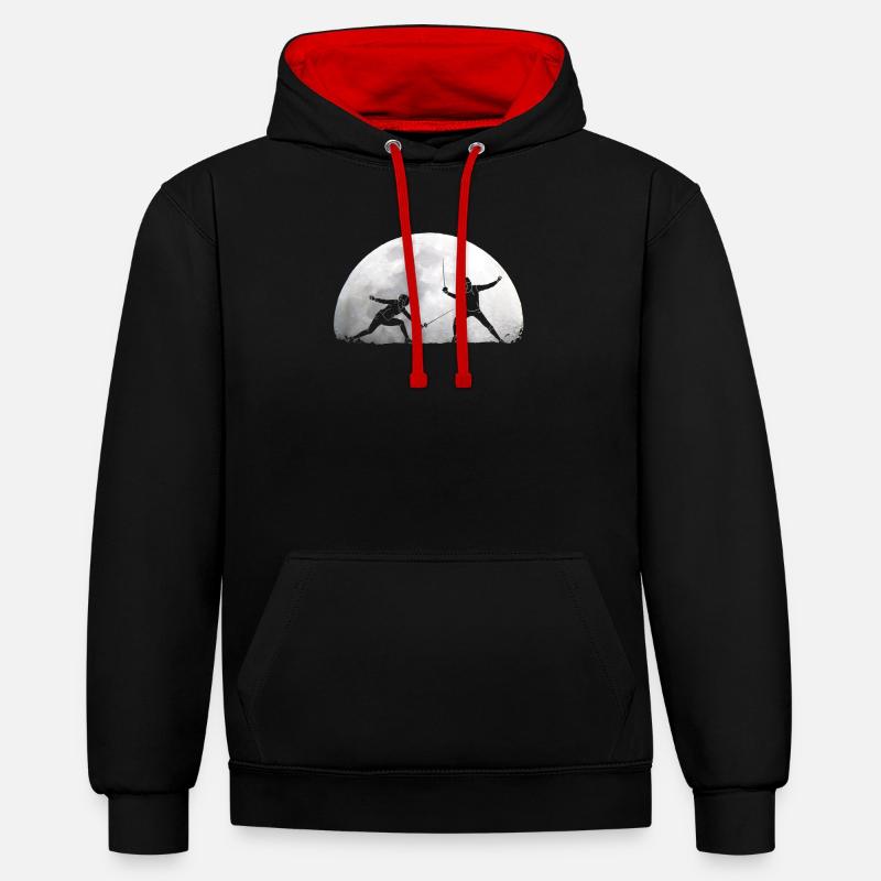 Clôture lunaire - Sweat à capuche contrasté - noir/rouge