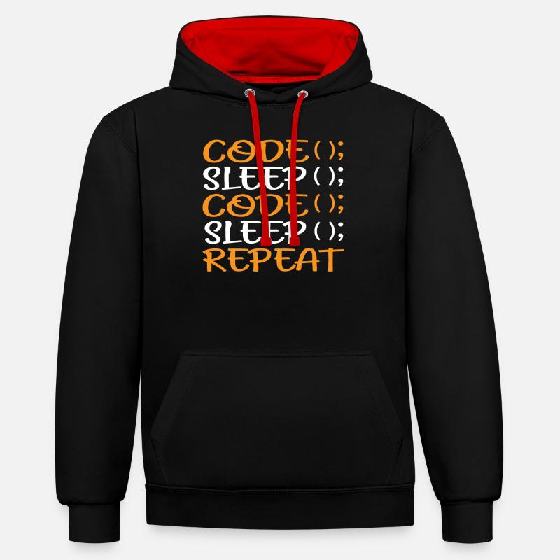 Programmeur Coding Admin Funny Gift - Sweat à capuche contrasté - noir/rouge