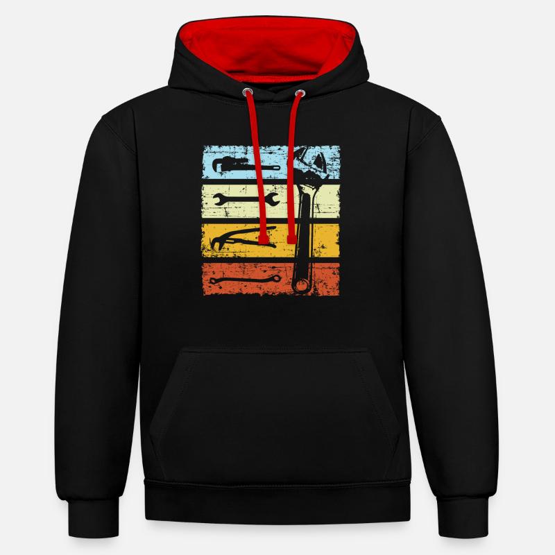 Heating engineer retro tool - Contrast hoodie - black/red
