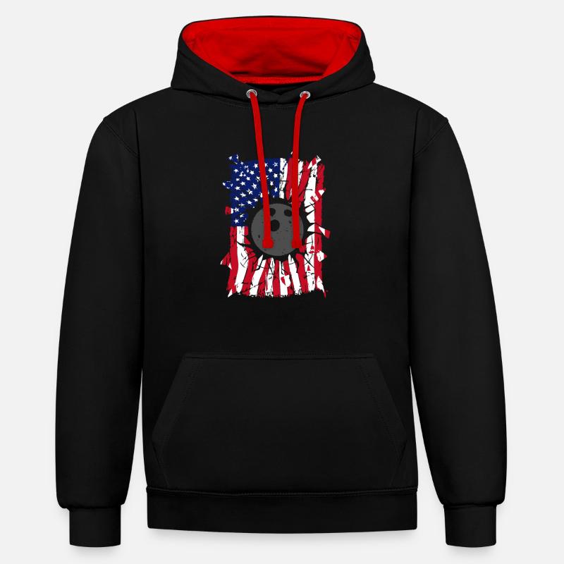 Bowling Torn Drapeau américain - Sweat à capuche contrasté - noir/rouge