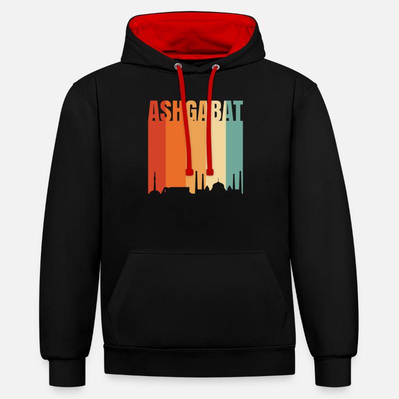 Achgabat - Sweat à capuche contrasté - noir/rouge
