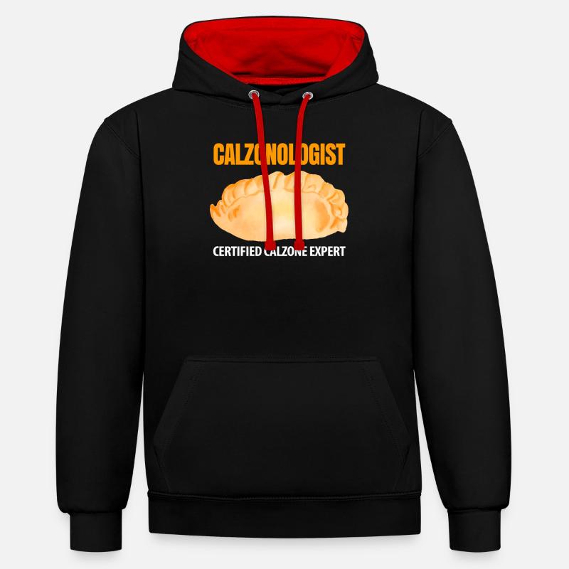 Calzone Pizza Cadeau - Sweat à capuche contrasté - noir/rouge