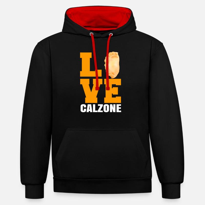 Calzone Pizza Cadeau - Sweat à capuche contrasté - noir/rouge