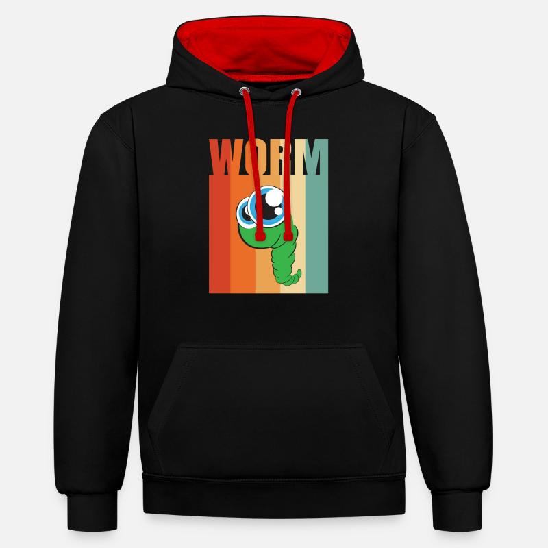 Cadeau vers de compost - Sweat à capuche contrasté - noir/rouge