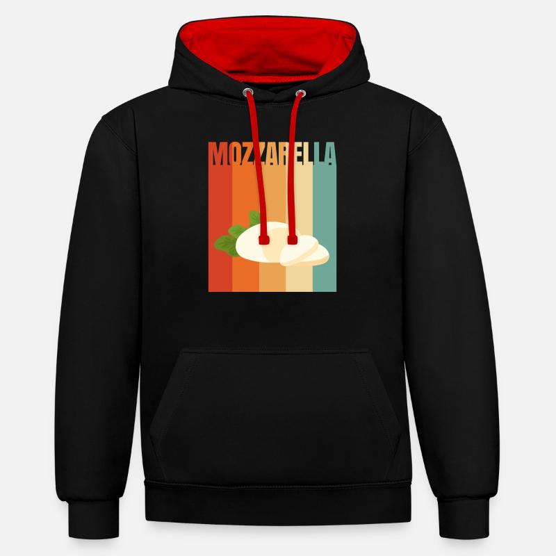 Rétro Mozzarella - Sweat à capuche contrasté - noir/rouge