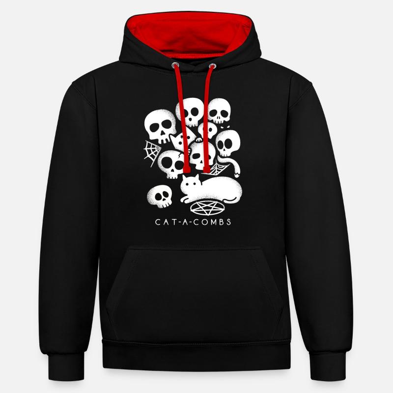 Peignes pour chats - Sweat à capuche contrasté - noir/rouge
