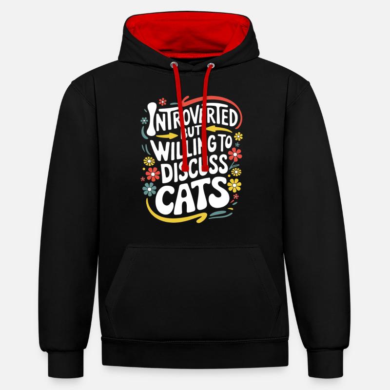 Introverti, antisocial, introverti - Sweat à capuche contrasté - noir/rouge