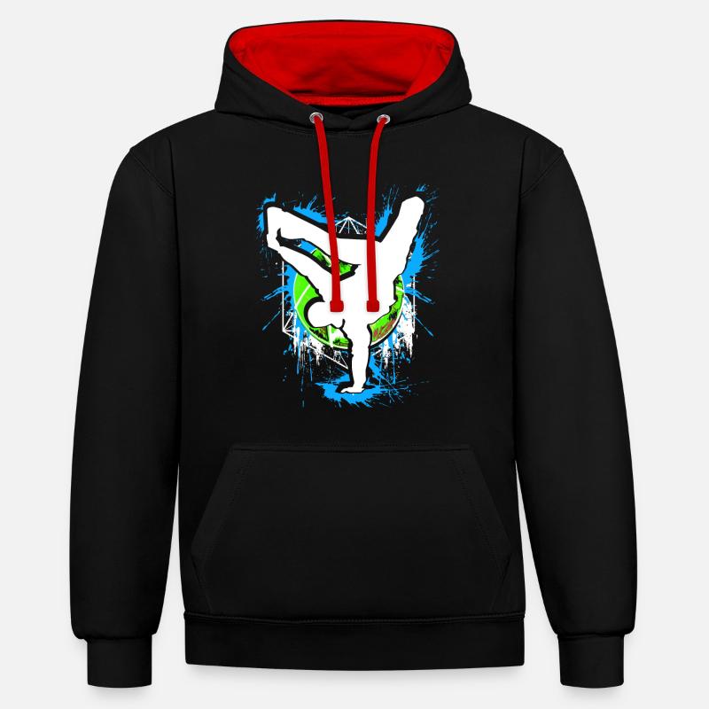 Breakdance - Breakdancer - Breakdancing - BBoy - Kontrast-Hoodie - Schwarz/Rot