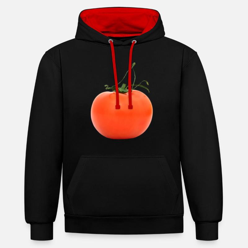 tomate - Sweat à capuche contrasté - noir/rouge