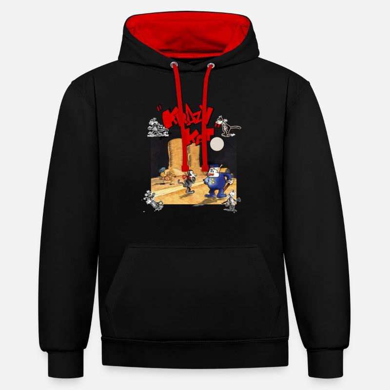 krazy kat Bandes dessinées - Sweat à capuche contrasté - noir/rouge