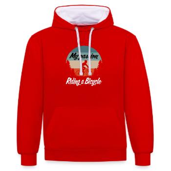 Bicycle rider - Contrast hoodie - red/white - Front - Liana (172cm) & Jaron (178cm)