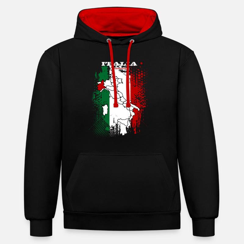 Piemonte - Sweat à capuche contrasté - noir/rouge