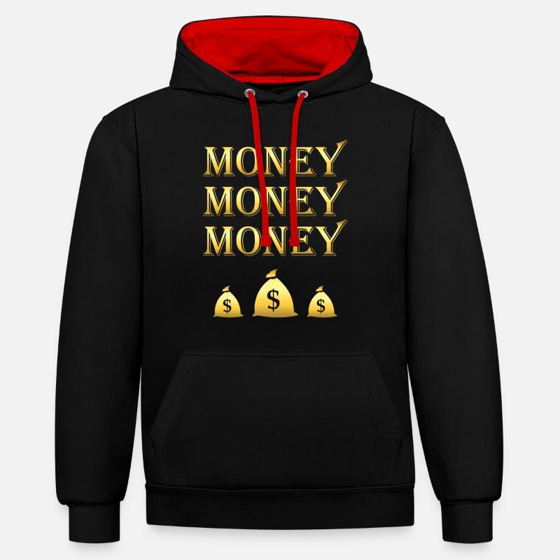 Argent Sac d’argent - Sweat à capuche contrasté - noir/rouge