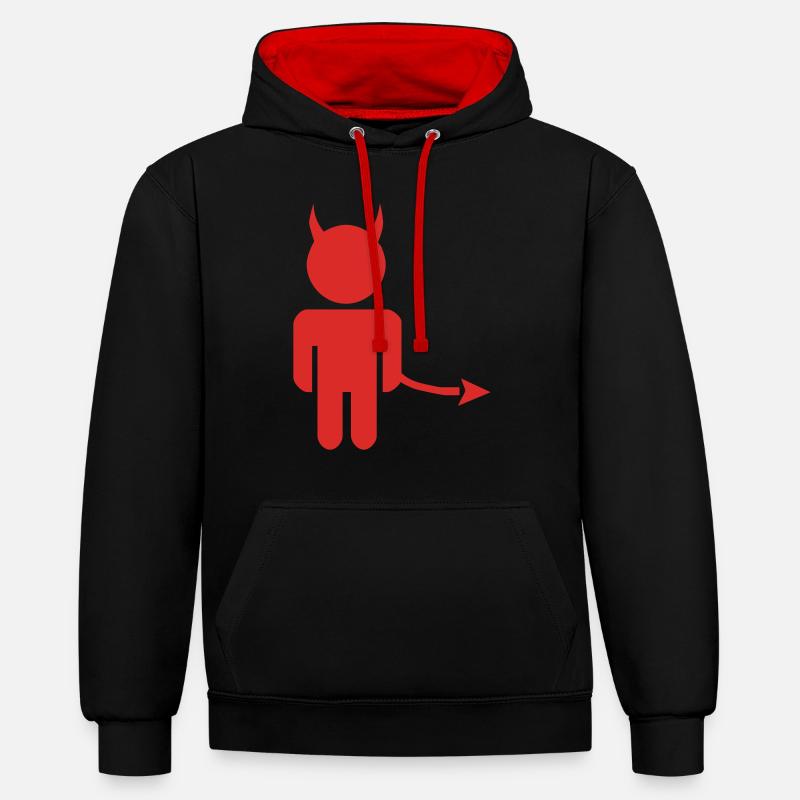 little_devil - Sweat à capuche contrasté - noir/rouge