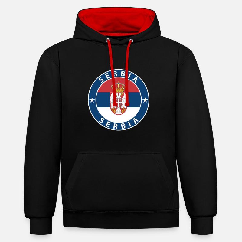 Serbie - Sweat à capuche contrasté - noir/rouge