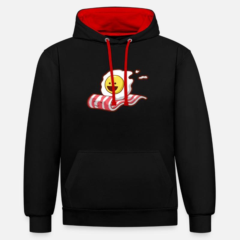 Frühstück Eier Bacon Geschenk - Kontrast-Hoodie - Schwarz/Rot