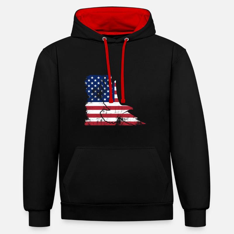Flag USA Eagle - Sweat à capuche contrasté - noir/rouge