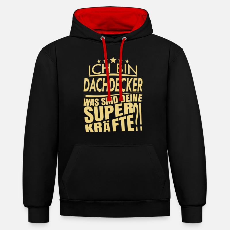 Ich bin DACHDECKER - Kontrast-Hoodie - Schwarz/Rot