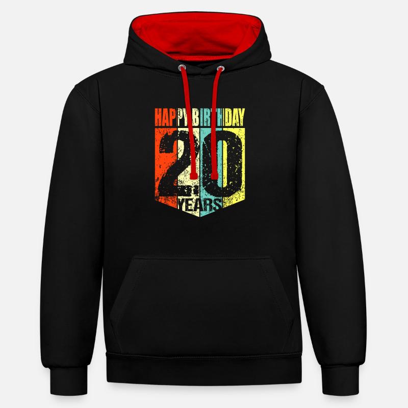 20ème anniversaire - Sweat à capuche contrasté - noir/rouge