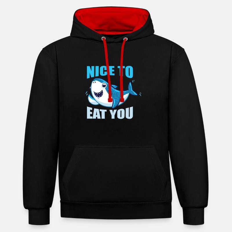 Requin requin - Sweat à capuche contrasté - noir/rouge
