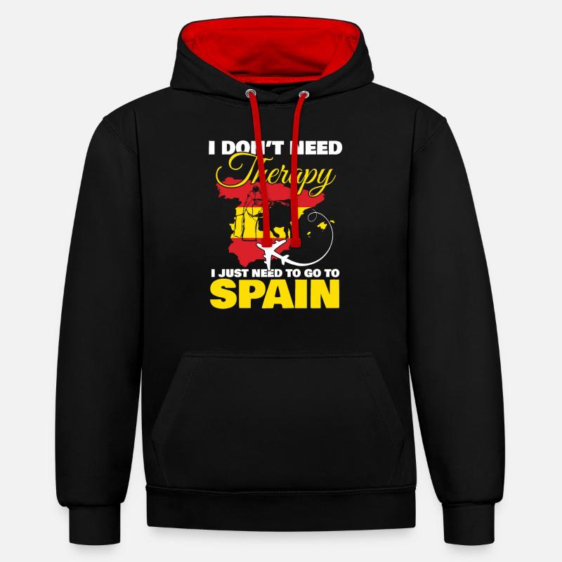 Espagne - Sweat à capuche contrasté - noir/rouge
