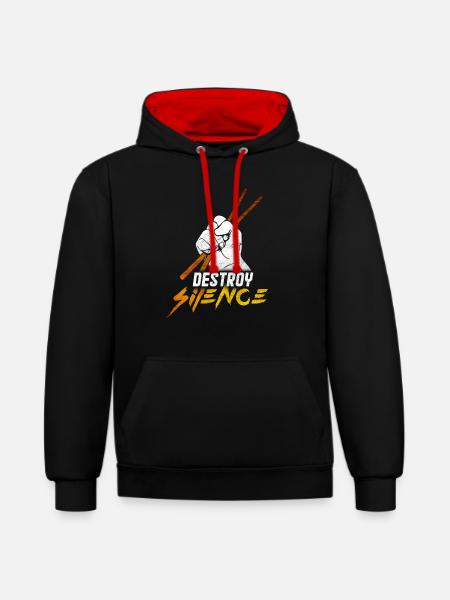 Drums - Contrast hoodie - black/red