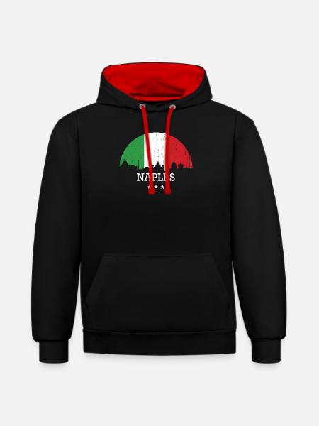 Naples Italy - Contrast hoodie - black/red